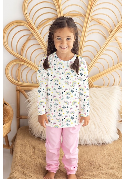 Lilabio %100 Pamuk Kelebekli Bebek Çocuk Pijama Takımı Pembe