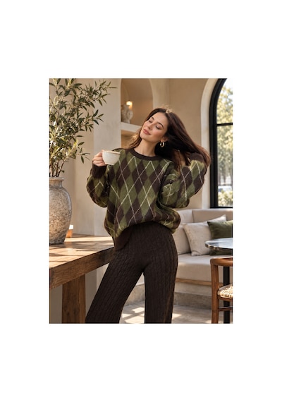 Cloudymood Kadın Bordo Lacivert Baklava Desenli Bisiklet Yaka Oversize Triko Kazak Kahverengi-haki - 937711675 Kahverengi-haki Cloudymood Kadın Bordo Lacivert Baklava Desenli Bisiklet Yaka Oversize Triko Kazak Kahverengi-haki - 937711675 Kahverengi-haki