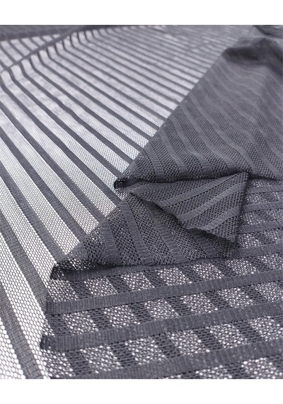 Siyah Kendinden Desenli Yumuşak File Tül Kumaş Bluzluk & Elbiselik 80x450cm-12837