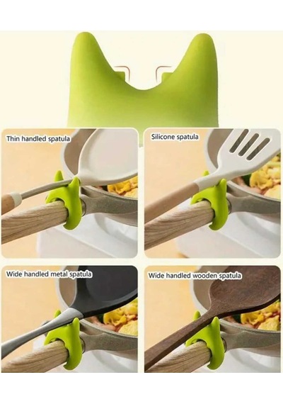 2 Adet Silikon Mutfak Spatula Tutucu Silikon Kırmızı Diğer