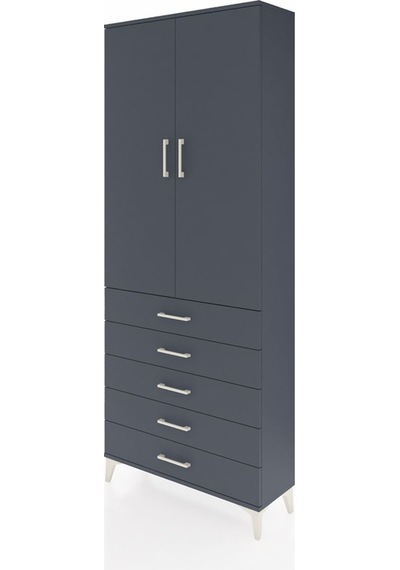 Arges Dolap 2 Raflı 5 Çekmeceli Tek Askılı 88x30x221 Antrasit... Antrasit