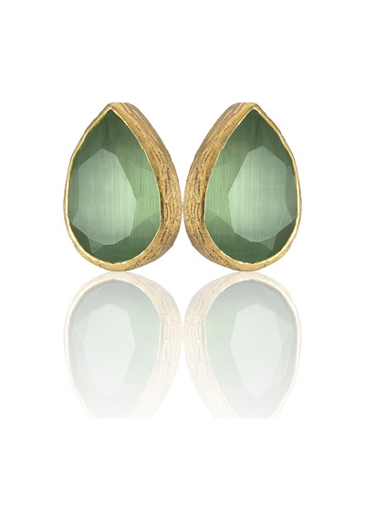 Kadir Jewellery 22 Ayar Altın Kaplama Kadın Minimal Küpe -el İşçiliği Ve Hipoalerjenik Küpe Açık Yeşil 02215412