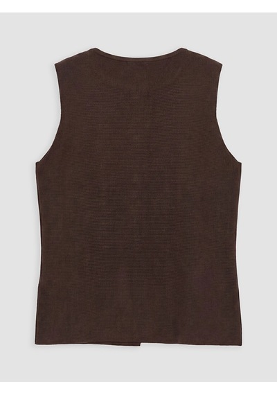 Lc Waikiki Lcw Everyday Kahverengi Bisiklet Yaka Kadın Triko Yelek Dark Brown