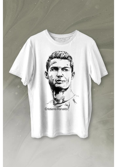 Cr7 Cristiano Ronaldo Silüet Manchester United Baskılı Tişört Unisex T-shirt 001