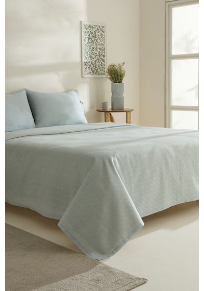 Karaca Home Sarra Britli Bambu Çift Kişilik Pike Takımı Mint Mint