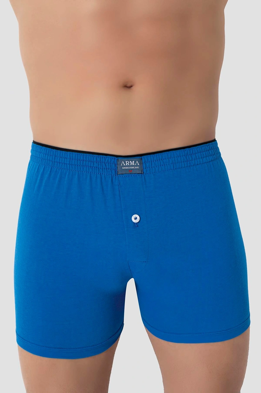Arma Yıldız 6'lı Paket Mavi Erkek Penye Havlu Bel Boxer %100 Pamuk Mavi