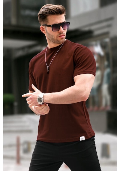 Madmext Acı Kahverengi Regular Fit Basic Erkek Tişört 6131 Acı Kahverengi