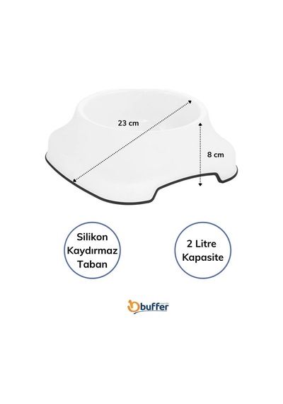 Silikon Kaydırmaz Taban Plastik Kedi Ve Köpek Mama Ve Su Kabı 2 L Bx40