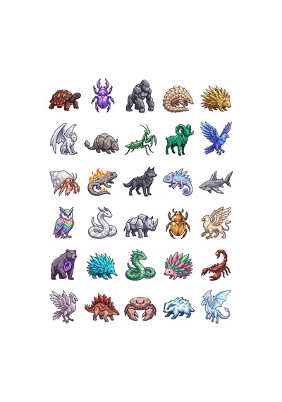 30 Adet Kristal Element Yaratığı Sticker Seti - Laptop, Defter, Kılıf Çok Renkli