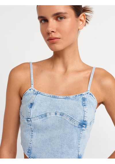 Dilvin Kar Yıkama Denim Top-mavi Mavi