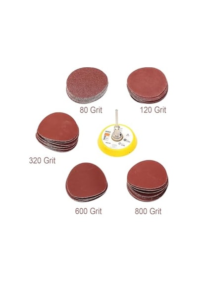 Pimli Mini 53'lü Cırt Zımpara Seti 50 Mm Taban Matkap Uyumlu 80 120 320 600 800 Kum Karışık Grit
