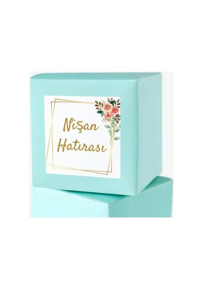 Nişan Hatırası Etiketi Çiçekli Kare Mat Sticker Nişanımız Var Düğün Söz 4.5 Cm 40 Adet Çok Renkli