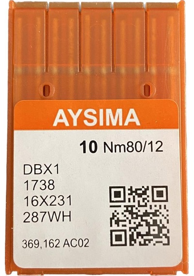 Aysıma Sanayi Tip Düz Dikiş Makina İğnesi İnce Dip Dbx1 Nm80/12