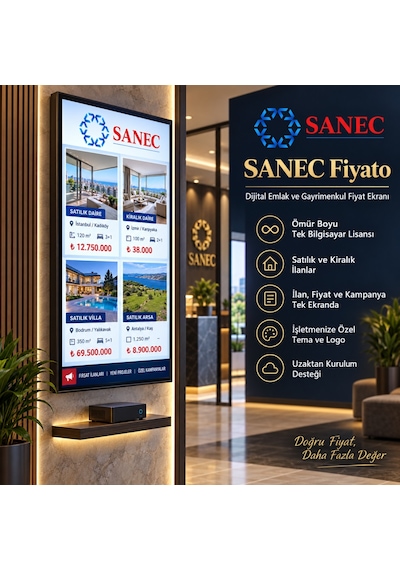 Sanec Emlak & Gayrimenkul  Tabelası 43" Hdmı Ekranlı Dijital  Tabelası Sistemi