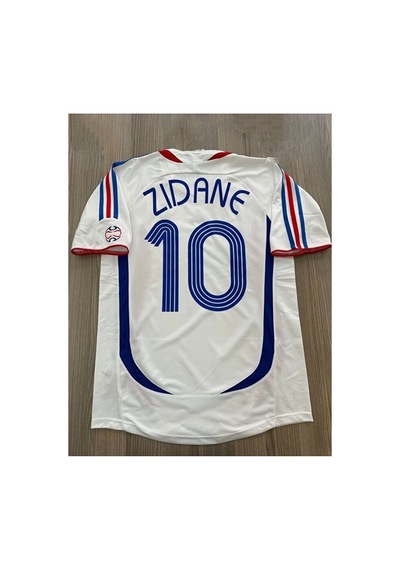 Fransa 2006 Dünya Kupası Zinedine Zidane Deplasman Forması Beyaz Çok Renkli