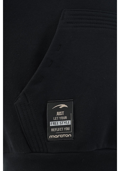 Maraton Sportswear Oversize Kadın Kapşonlu Uzun Kol Basic Siyah Sweatshirt 22953-siyah