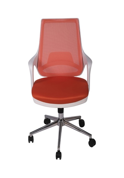 Ofisbazaar Buya Beyaz Fileli Çalışma Koltuğu Ergonomik Şef Ve Toplantı Koltuğu Turuncu Turuncu