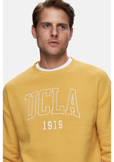Ucla Sandhıll Sarı Bisiklet Yaka Nakışlı Loose Fit Erkek Sweatshirt Sarı