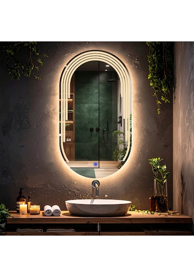 Eloura Günışığı Lazer Kumlamalı Lavabo & Banyo Aynası Dokunmatik Sensörlü 90 X 50
