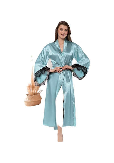 Faal Saten Dantelli Uzun Sabahlık Kimono 5901 001