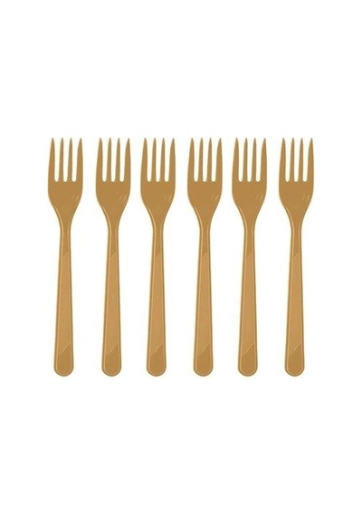 Delux Serisi Plastik Çatal 25 Adet Gold Sunum Kokteyl Mönü