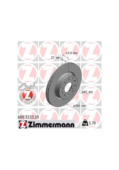 Zimmermann 600.3233.20 Ön Fren Aynası Golf V Vı Jetta Iıı Iv Caddy Iıı A3 03 Leon 05 Toledo Octavia 04 280x22x9dlxhavalı 986479098 Df4294 26200