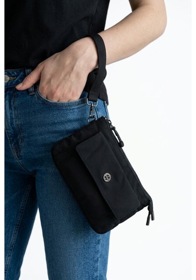 Baginn Paraşüt Kumaş Mini Çapraz Askılı Kadın Çanta Yağmur Geçirmez El Askılı Çanta 20 12 Cm Telefonluk Siyah