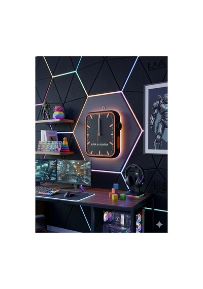 Kişiye Özel 3d Baskı Modern Duvar Saati 22x22 Cm Sessiz Mekanizma Dekoratif İsimli Saat Turuncu