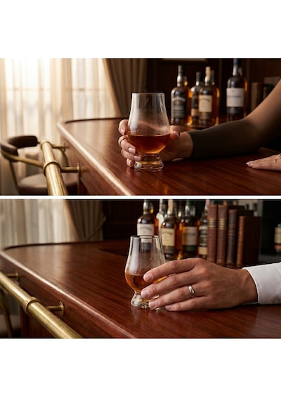 2'li Kristal Cam Viski Tadım Bardağı Seti - Glencairn Tarzı Premium Degüstasyon Kadehi Şeffaf