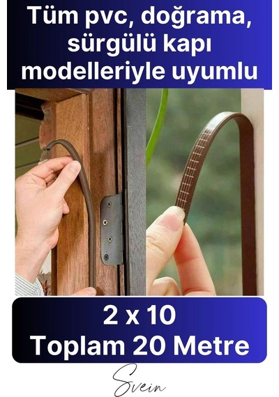 Kapı Pencere Fitili Soğuk İzolasyon Bandı Kendinden Yapışkanlı Güçlü Kauçuk Yalıtım Bant 2x10 20 Mt 0.5