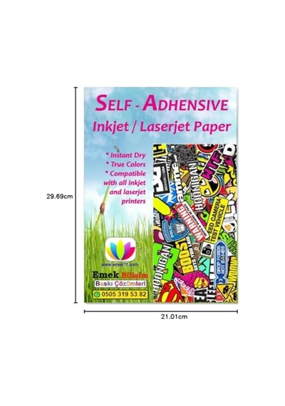 Inkjet Ve Laser Uyumlu Sticker Güçlü Yapışkanlı A4 Etiket Kağıdı Mat Yüzeyli 120gsm 20 Yaprak Diğer