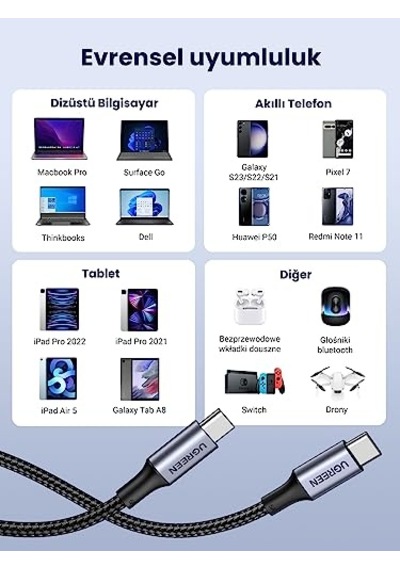 Usb-c - Usb-c Kablo Sağ Açı Tip C 60w Güç Dağıtımı Hızlı Şarj 3 Xl S10 S9 Macbook Air iPad Uyumlu Pro 2018 Switch 3 Diğer