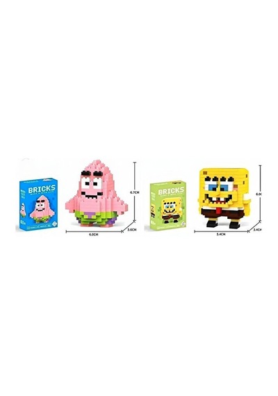Bricks Sünger Bob Ve Patrick 2'li Set Yapboz Puzzle Hediye Masa Ü