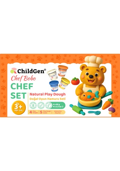 Doğal Oyun Hamuru Sevimli Patiler - Chef Set Çok  Renkli