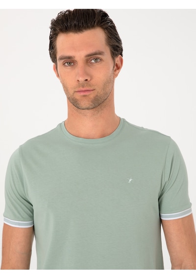 Mint Regular Fit %100 Pamuk Bisiklet Yaka T-shirt