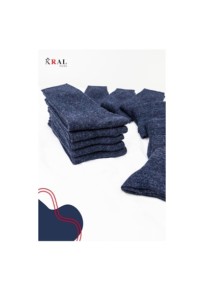 Kral Socks 12 Çift Kışlık Yün Çorap Lambswool Özel Kuzu Yünlü Kadınlar Için Termal Özellikli Çorap Lacivert