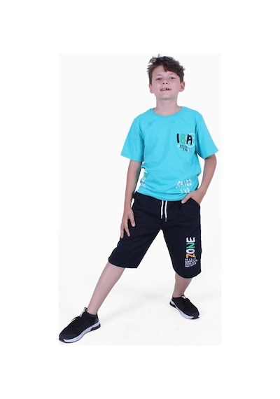 Fyk Kids Zone Yazı Baskılı Erkek Çocuk Yazlık Takım Çok Renkli
