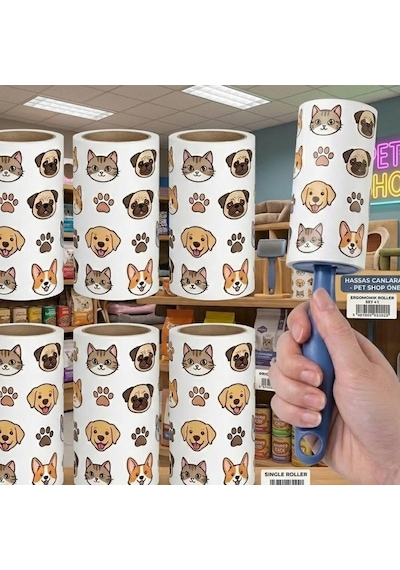 Deinhaus Tüy Toplayıcı Roller Seti, 6 Rulo, Kedi Ve Köpek Tüyü Temizleyici, Ergonomik Sap, Hassas Yüzeylere Uygun
