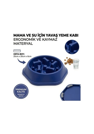 Patibon Kedi Köpek Yavaş Besleyici Mama Kabı - Anti-boğulma & Sağlıklı Beslenme - Lacivert Bzs1