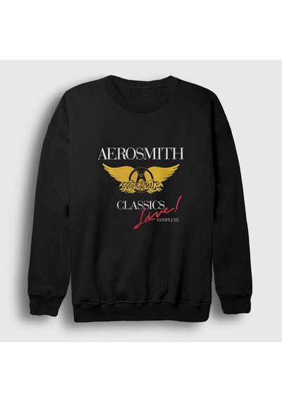 Presmono Unisex Classics Aerosmith Sweatshirt Siyah