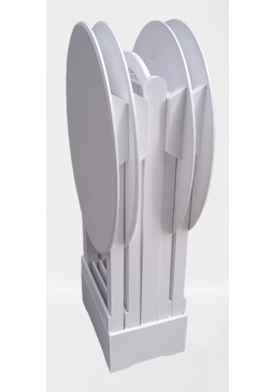 1448bng90136çanta Zigon Oval Sehpa Dörtlü Model Ahşap Mdf Parlak Beyaz Renk Kutu Sevk El Yapım