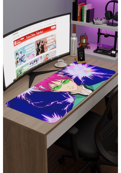 Saiki Kusuo Anime V5 - 90x40 Xxl Gaming Kauçuk Kaymaz Taban Mouse Pad Fare Altlığı