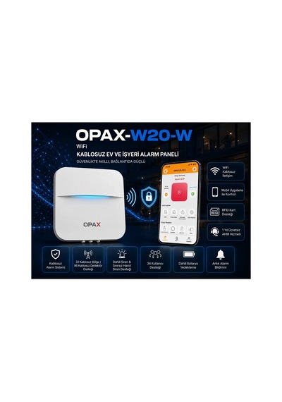 Opax-w20-w Beyaz Wifi Kablosuz Alarm Sistemi