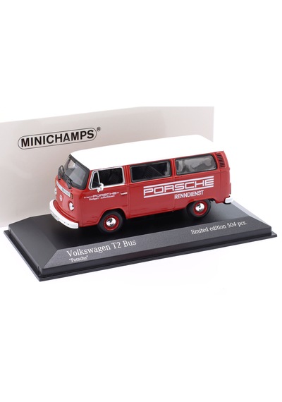 1:43 Ölçek Minichamps 1972 Volkswagen T2 Bus Porsche Renndienst Diecast Metal Minyatür Model Araba 10cm