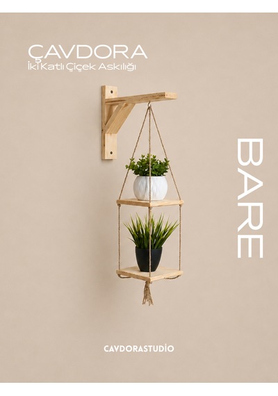 2 Katlı Çiçek Askılığı - Bare