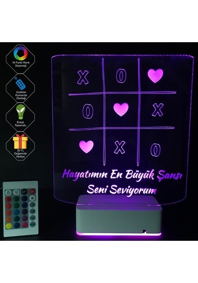 Sevgililer Gününe Özel 3D Aşk Oyunu Masaüstü Led Lamba