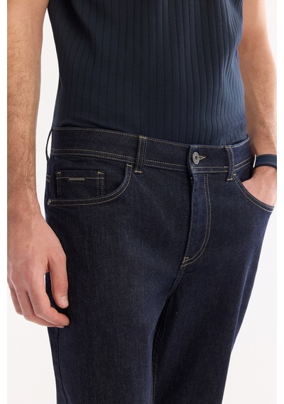 Avva Erkek İndigo Klasik Bel Eskitme Yıkamalı Elastan Madrid Comfort Slim Fit Jean Pantolon A61y3509