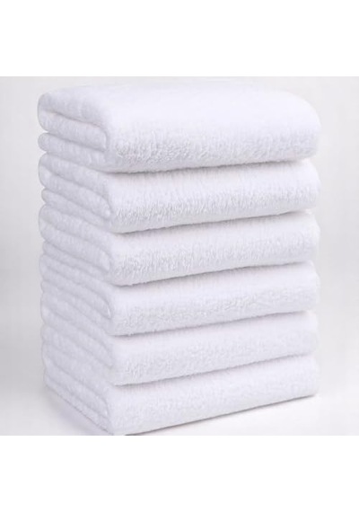 6'li Beyaz Banyo Havlusu - 70x140 Cm, 490 Gr,%100pamuk, Spa Ve Otel Havlusu, Günlük Kullanıma Uygun 0 - 1 Yaş