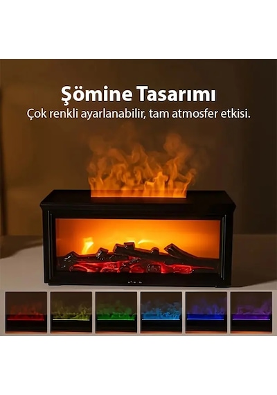 Ezere A4 Şömine Esintili Aromaterapi Difüzörü Ultrasonik Hava Nemlendici- 5775 Siyah Orkide