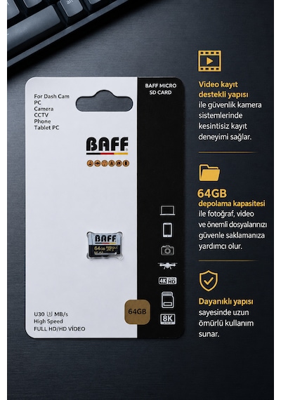64 Gb Micro Sd Kart U3 A2 4k Ultra Hd Destekli Yüksek Hızlı Hafıza Kartı Güvenlik Kamerası & Araç Kamerası Uyumlu